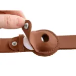 Hunter Leather Dog Collar with Apple Airtag Holder, Cognac - Image 4