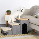 3-Step Plush Dog Stairs and Storage - Image 7