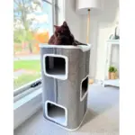Tri-Level Square Cat Condo with Sherpa Lining - Image 2