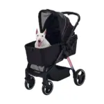 Ibiyaya Retro Luxe Pet Stroller for Cats & Dogs, Prism Black - Image 7