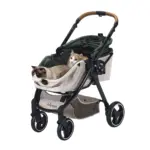 Ibiyaya Retro Luxe Pet Stroller for Cats & Dogs, Soft Sage - Image 3