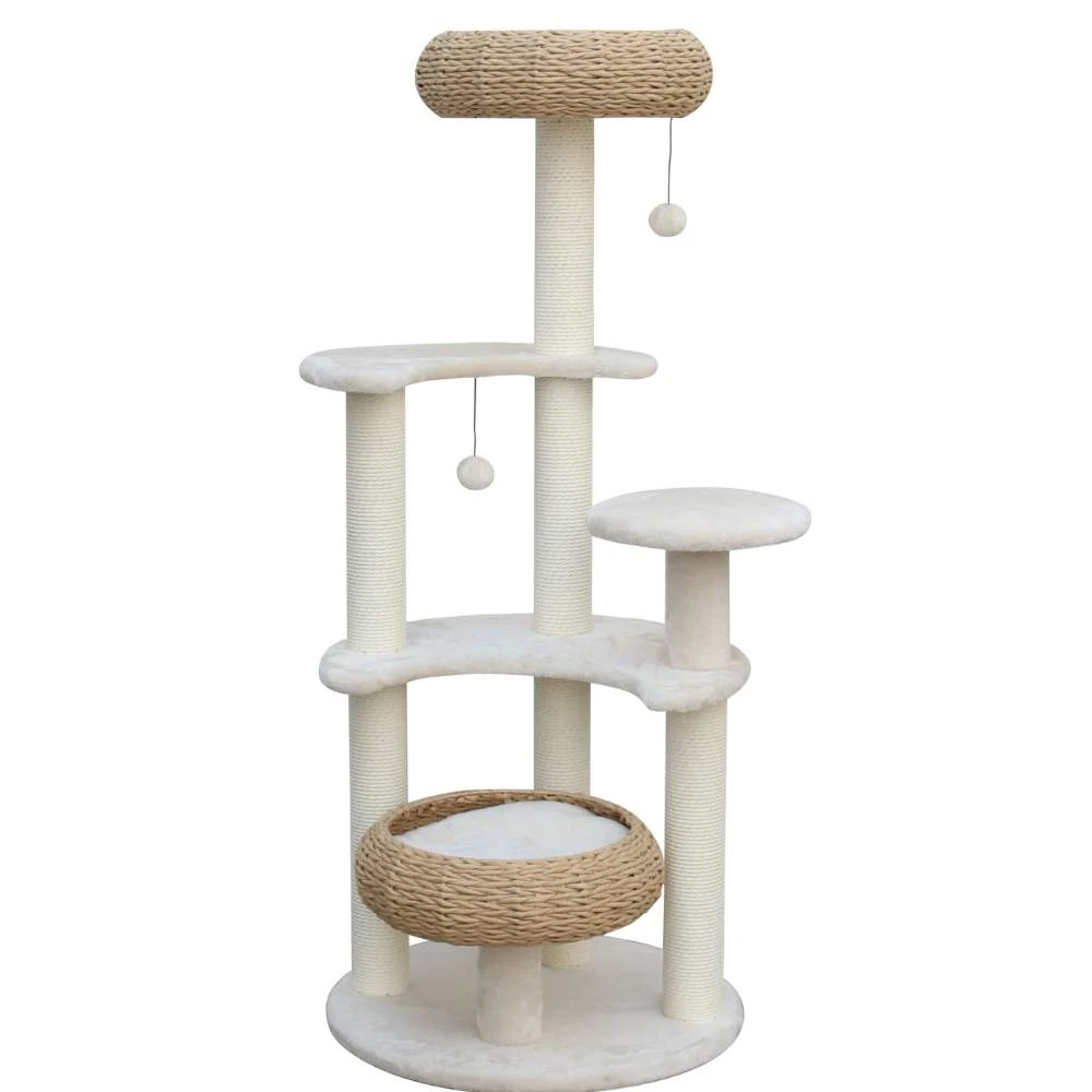 laser pionter play zone beneath 5-platform cat tree